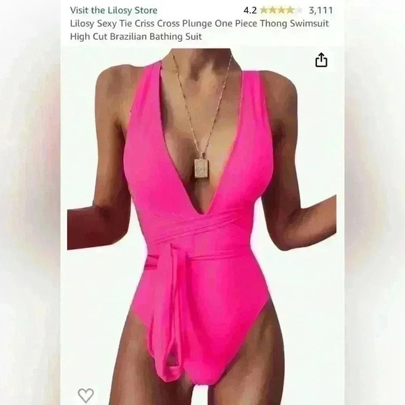 lilosy Other - Lilosy Sexy Tie Criss Cross Plunge One Piece Thong Swimsuit High Cut Brazilian L